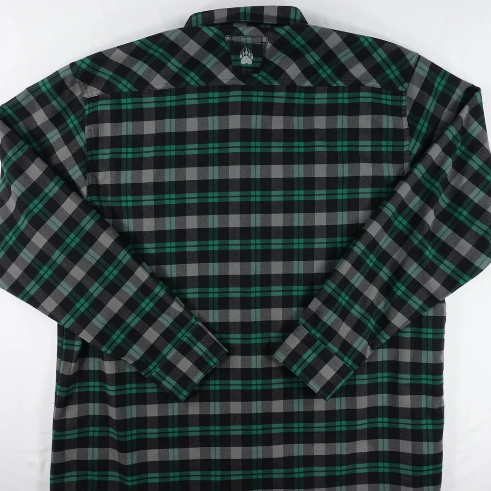 Alaskan Hardgear Button Down Shirt Men's Large Plaid Work Green Black